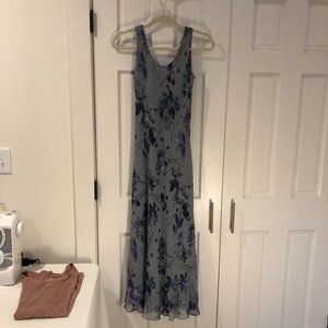 INC Blue Floral Silk Maxi Dress